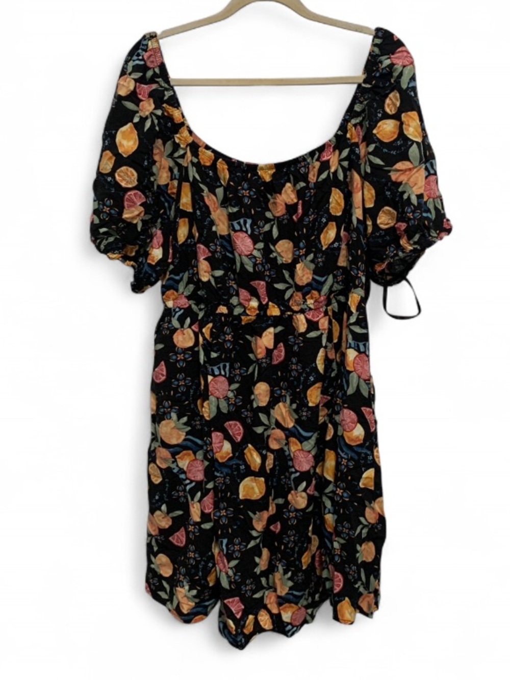 Torrid Oranges Fruit Print Black Short Sleeve Mini Dress